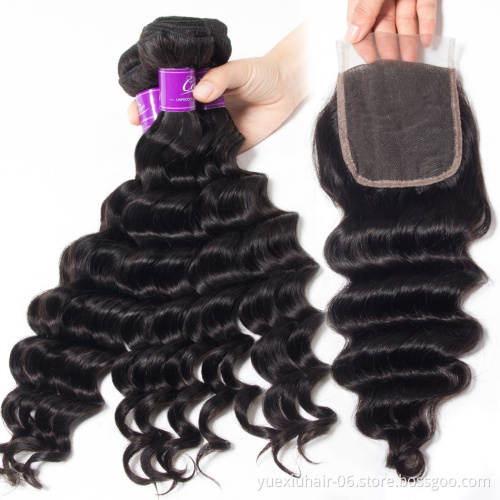 Best Price Mongolian Virgin Hair Bundles with Frontal Closure Loose Deep Wave hair Extensions Bundles with Closure